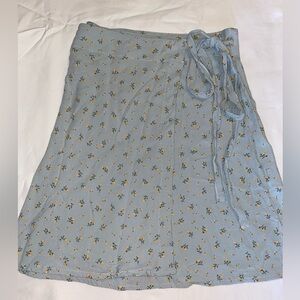 Brandy Melville baby blue with yellow flowers wrap skirt